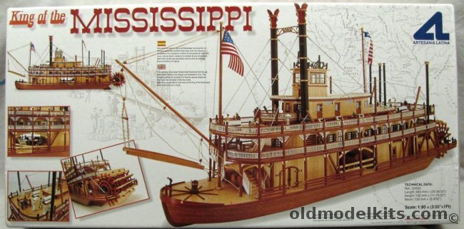 Artesania Latina 1/50 King Of The Mississippi Paddlewheel Steamboat - Wood and Metal Plank-On-Frame Ship Kit, 20505 plastic model kit